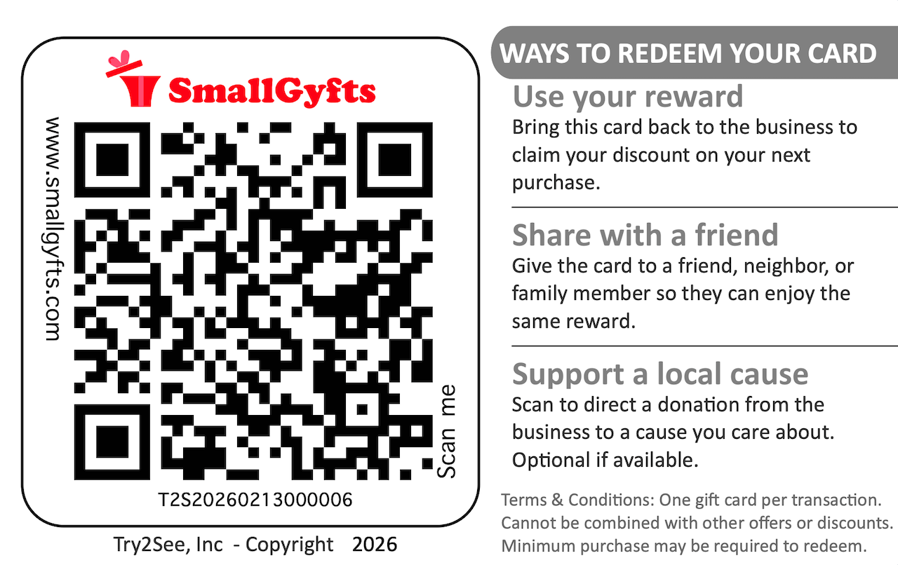 Back of the SmallGyfts reward card